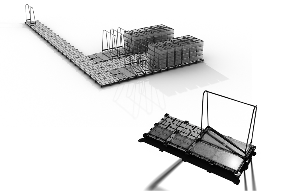 リニア式ハンガーラック搬送システムの写真